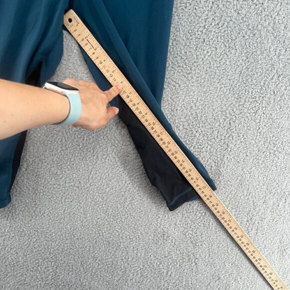 Lululemon Capri Leggings size 4 Teal Black Run Pace Ruched Size 4 - Picture 7 of 10